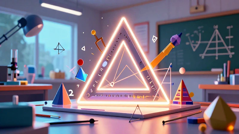 Triángulo acutángulo: definición, características y concepto 7 Ilustración detallada de herramientas matemáticas con estética académica