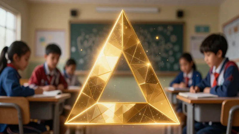 Triángulo dorado geométrico, estilo educativo moderno