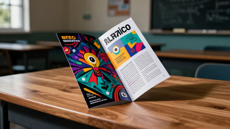 Folletos educativos vibrantes sobre escritorio
