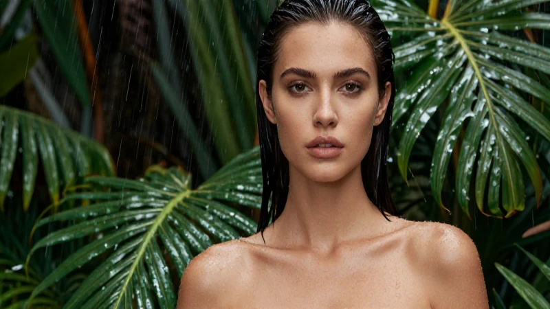 Disfruta el clima tropical: consejos para sacarle provecho a las lluvias en verano 5 Mujer atractiva en entorno tropical con lluvia y luz dramática