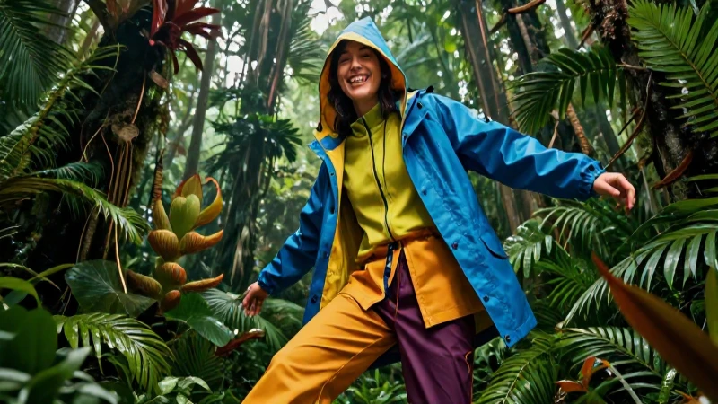 Disfruta el clima tropical: consejos para sacarle provecho a las lluvias en verano 3 Persona alegre en selva tropical vibrante
