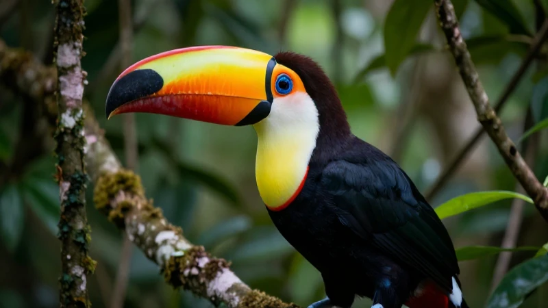 Tucán: Tipos, Alimentación y Características Esenciales 7 Retrato vibrante de tucán en selva tropical