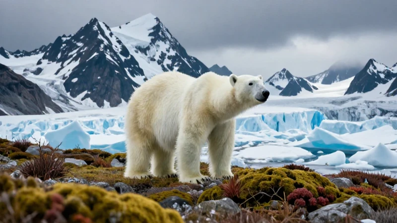 Oso polar en paisaje alpino dramático