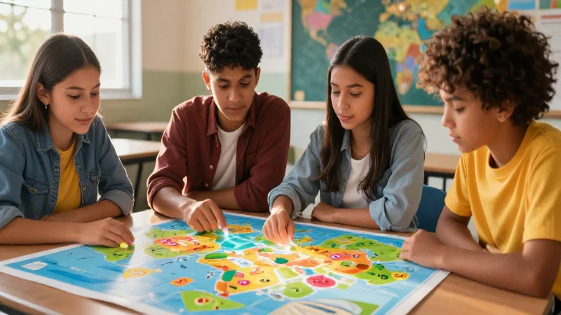 Estudiante mexicano con mapa conceptual vibrante