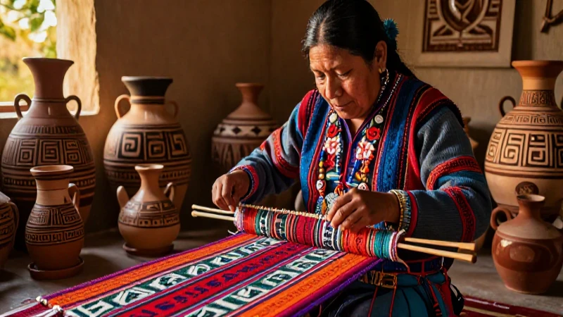 Tz'utujil: Cultura, Historia y Lengua de los Mayas 6 Maestro maya teje textiles con luz dorada