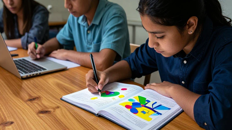 Estudiante mexicano concentrado estudiando monografías