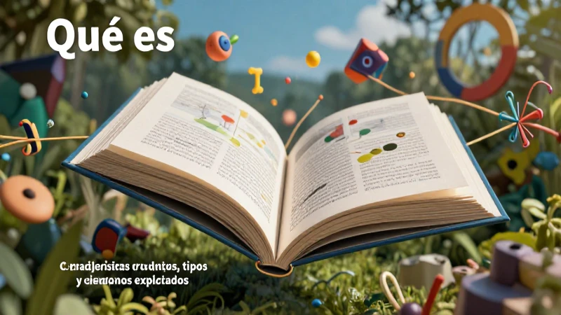 Libro abierto con elementos abstractos que ilustran la estructura narrativa
