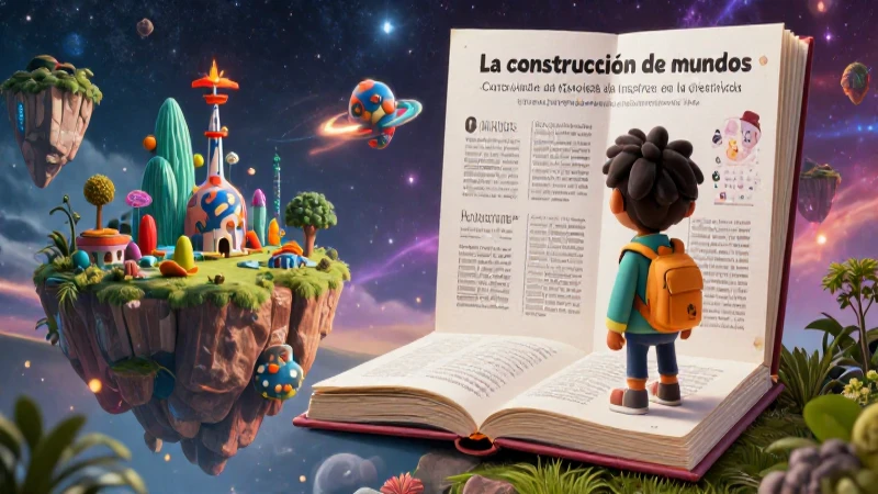 Inspírate en la creatividad de Una Historieta: personajes vibrantes y mundos Conoce 3 Personaje creativo en isla flotante, estilo de revista