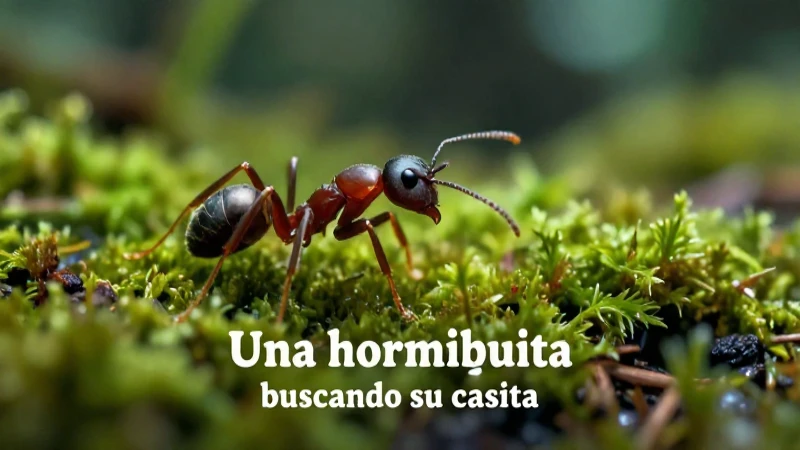 Una hormiguita buscando su casita: Aventura y hogar 9 Hormiga determinada busca su refugio natural