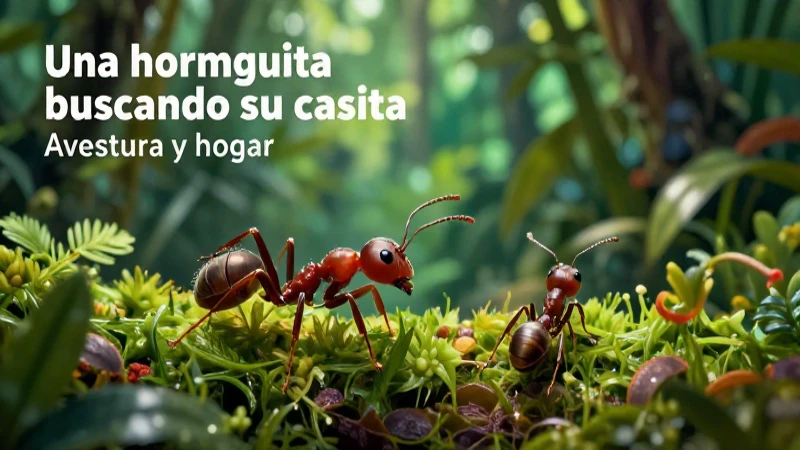Una hormiguita buscando su casita: Aventura y hogar 5 Hormiga aventurera en vibrante selva mexicana