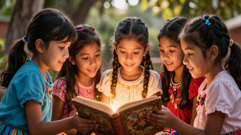 Niños aprendiendo con estética mexicana y calidad premium