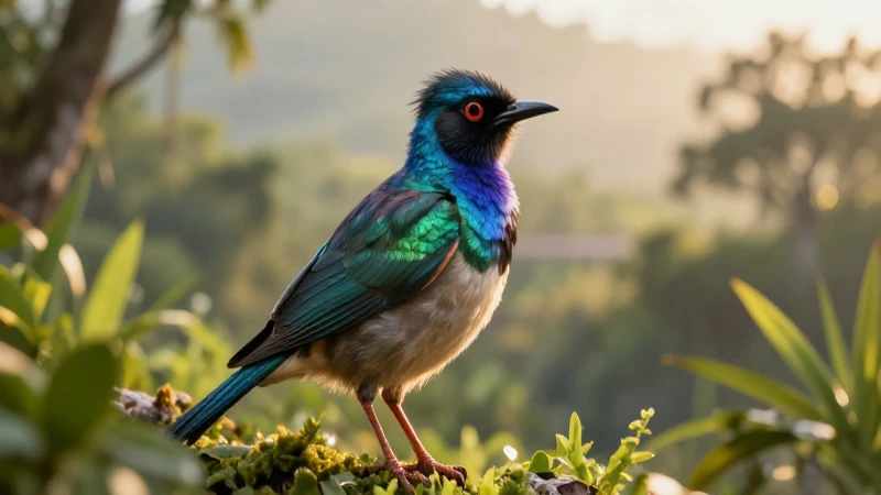 Ave iridis brillante en paisaje mexicano