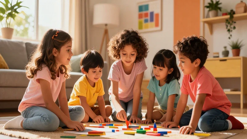 Niños colaboran en un hogar mexicano moderno al atardecer
