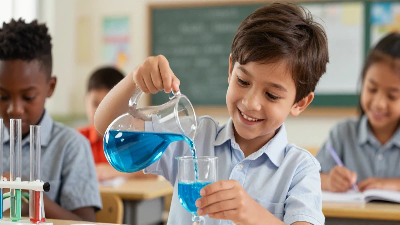 Niño sonriente vierte agua en vaso