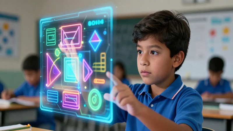 Estudiante mexicano interactúa con hologramas educativos vibrantes