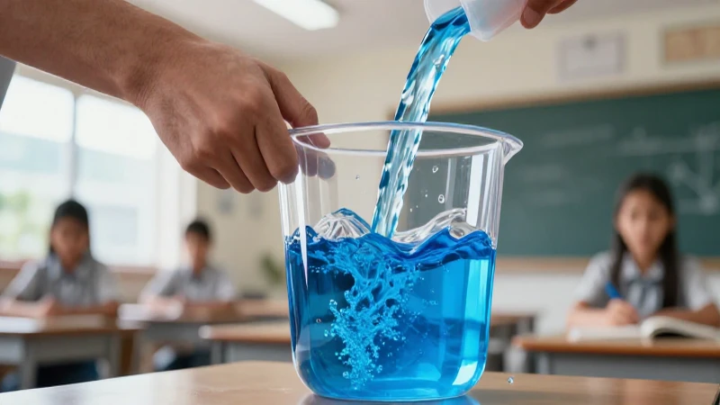 Aprende sobre unidades de volumen: guía completa y fácil de entender 5 Ilustración dinámica: líquido azul en recipiente con manos