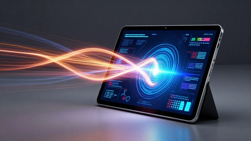 Uniformemente: Definición, Clasificación y Conceptos Clave 4 Tablet futurista mostrando física abstracta