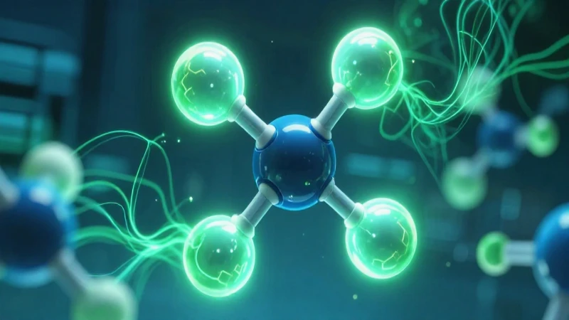 Estructura molecular vibrante con flujo de datos dinámico
