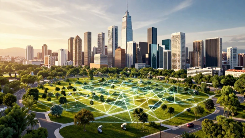 Ilustración de planificación urbana futurista y sostenible