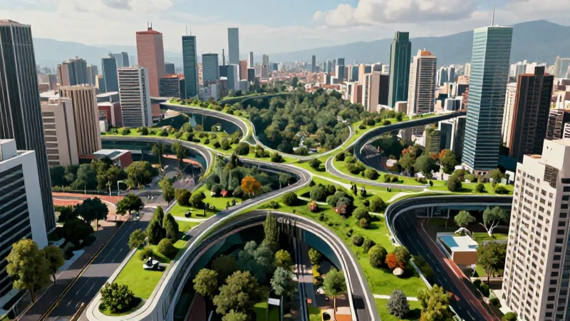 Futuro urbano dinámico, verde e interconectado