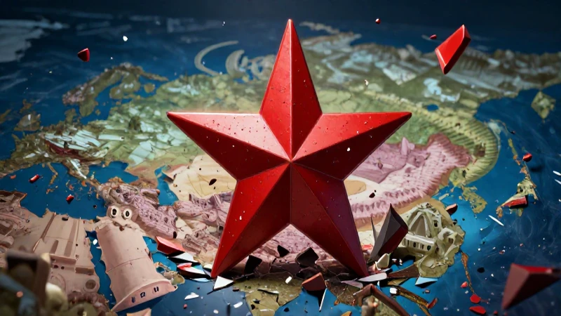 Estrellas rojas y estructuras caen en mapa geopolítico
