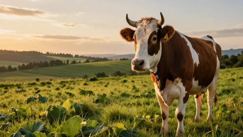 Vaca: características, importancia y usos en la agricultura 4 Vaca majestuosa en paisaje agrícola dorado