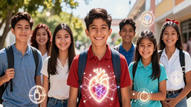 Valor humano: qué son, cuáles son y tipos de valores 4 Estudiantes mexicanos vibrantes con corazón de conocimiento