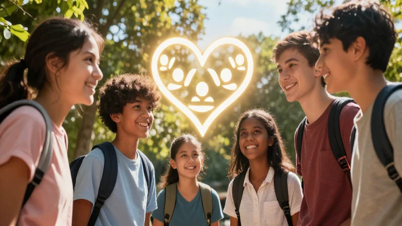 Valor humano: qué son, cuáles son y tipos de valores 3 Estudiantes colaboran con valores en un corazón vibrante