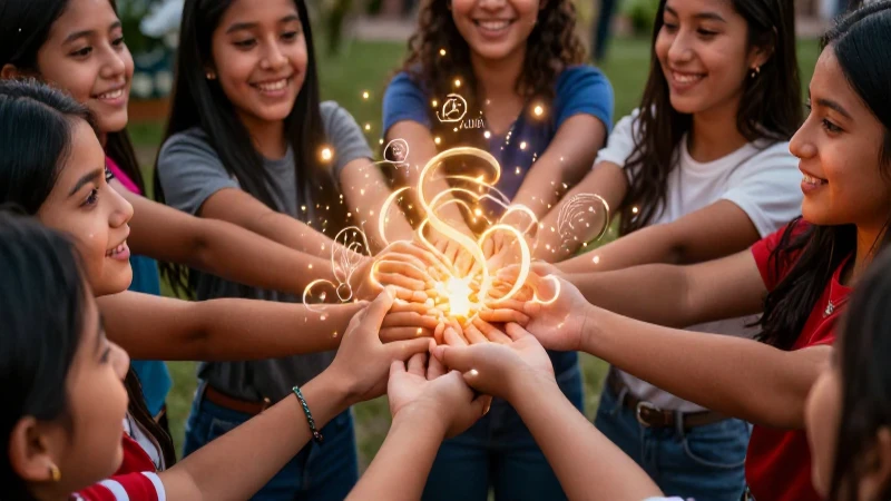 Estudiantes mexicanos felices unidos por valores