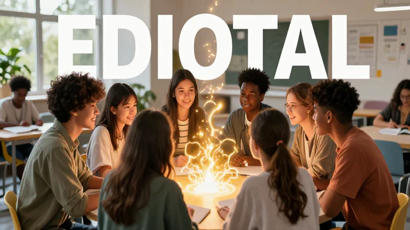Estudiantes colaborando en entorno educativo moderno