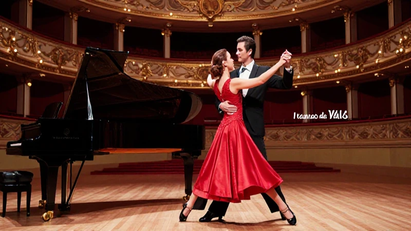 Elegancia del vals en escenario lujoso y opulento