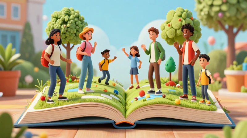 Ilustración digital color vibrante de libro educativo