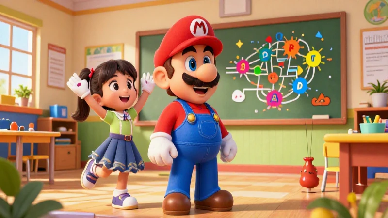 Mario y Ela en un vibrante salón escolar