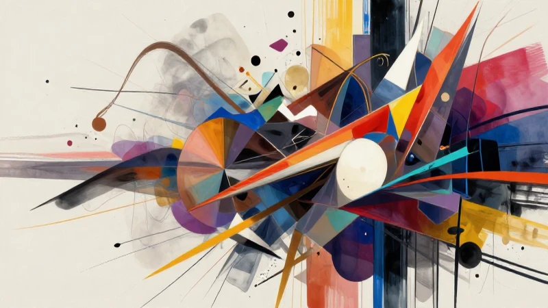 Geometría abstracta vibrante con estética académica mexicana