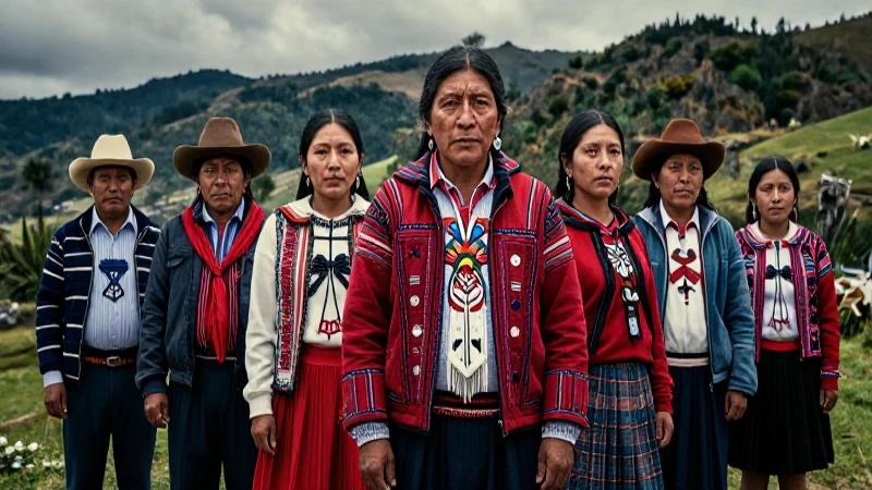 Retrato épico de cultura indígena ecuatoriana andina