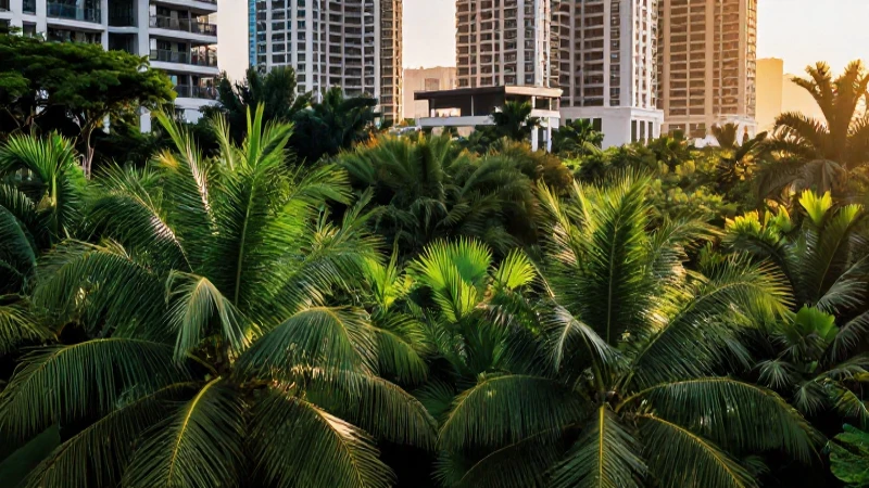 Naturaleza vibrante en paisaje urbano moderno