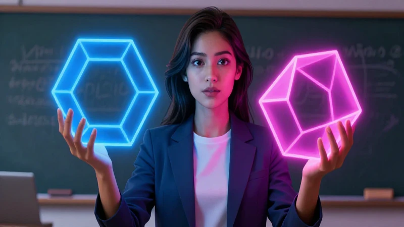 Verbo en participio pasado: 50 ejemplos y sus usos 4 Maestra presenta formas geométricas brillantes