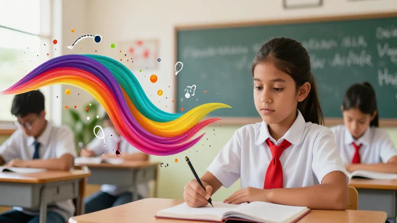 Estudiante creativo en aula mexicana moderna