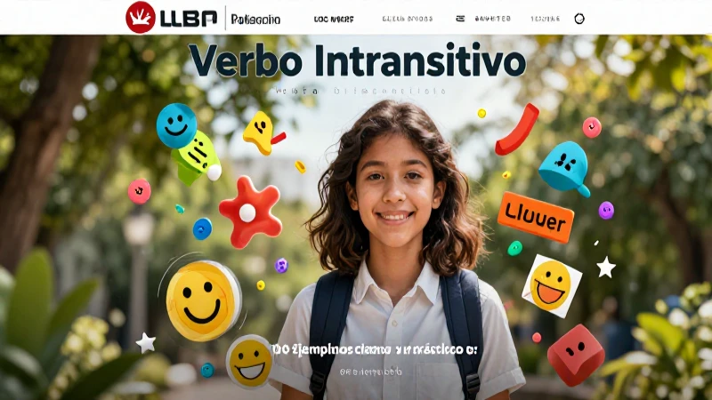 Verbo Intransitivo: 100 Ejemplos Claros y Prácticos 8 Ilustración vibrante de estudiantes y verbos