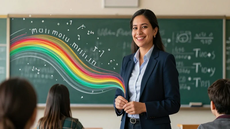 Verbo Oraciones: 100 Ejemplos para Usar Verbos Correctamente 7 Educador mexicano sonriente en aula dinámica y vibrante