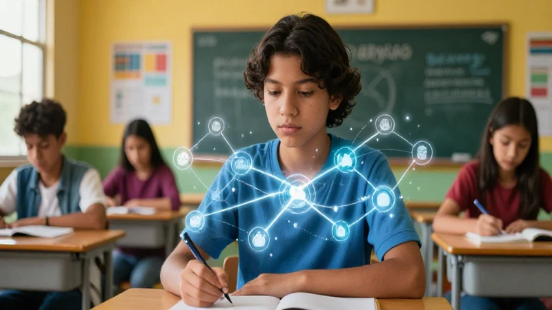 Estudiante aprende sobre conexión lingüística