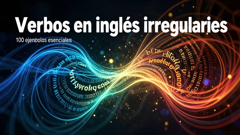 Diseño vibrante sobre 100 verbos irregulares en inglés