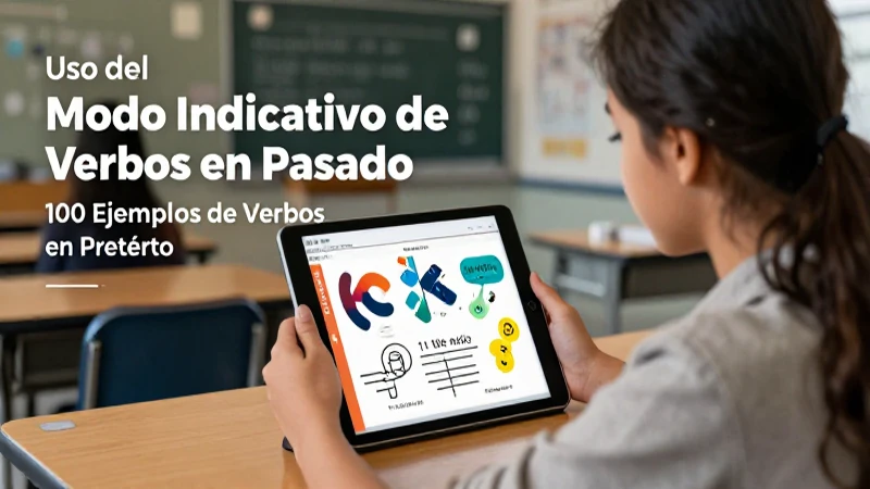 Ilustración educativa de verbos en pasado