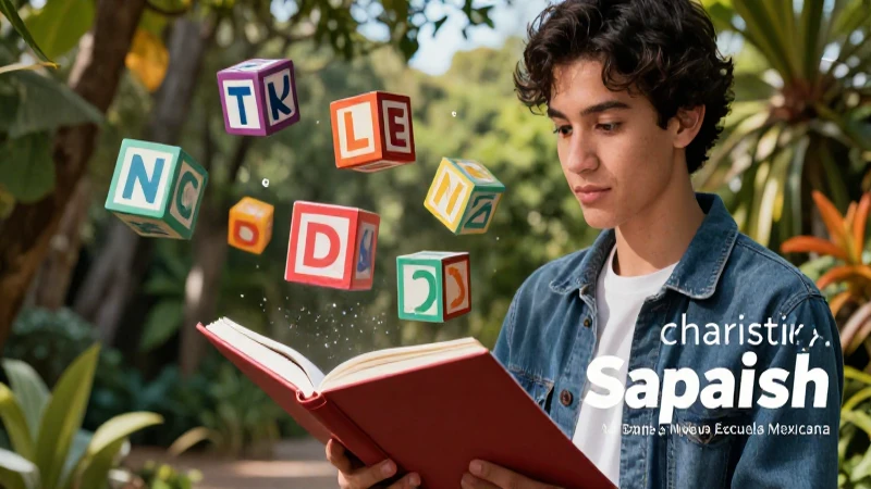 Joven carismático aprende español en estilo moderno