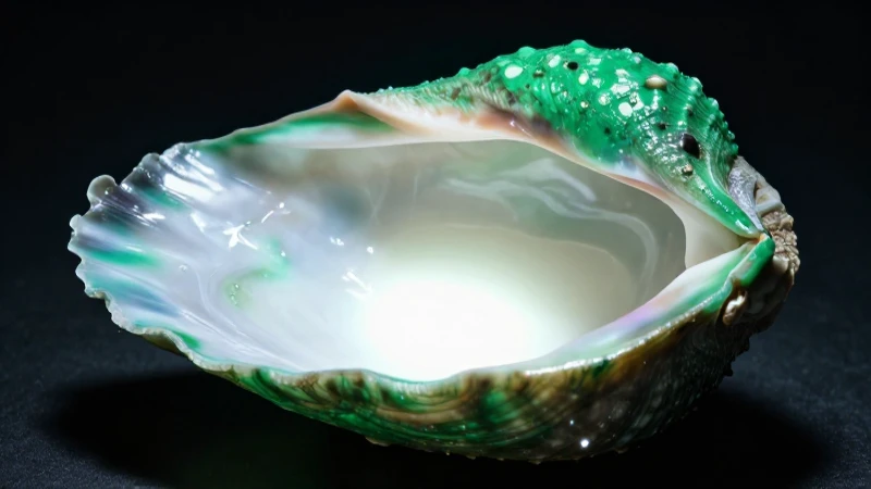 Concha verde dramática revela interior blanco
