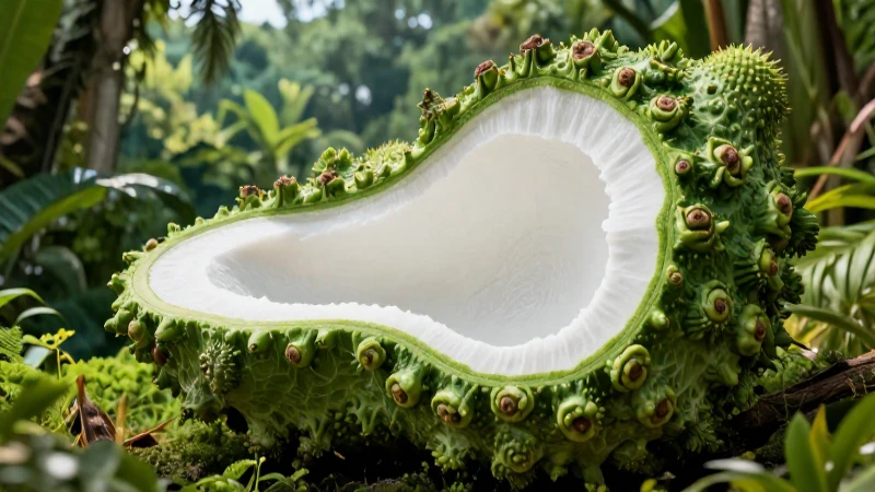 Estructura orgánica verde con interior blanco