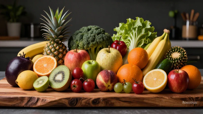 Guía visual de frutas y verduras vibrantes