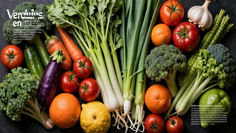Frescas frutas y verduras para aprender inglés