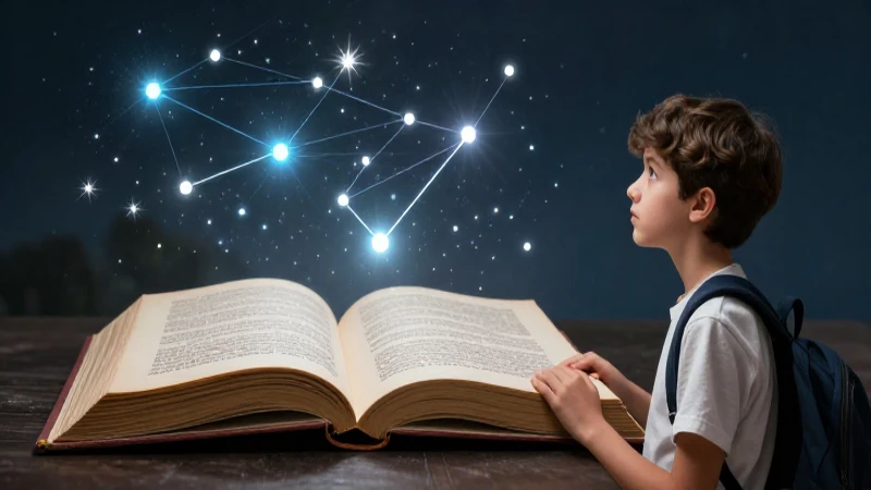 Versos cortos: 20 ejemplos inspiradores para tu poesía 16 Estudiante admira poetas celestes sobre libro antiguo