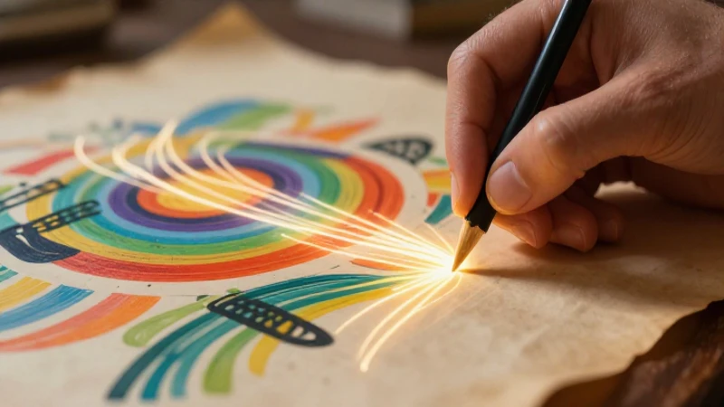 Manos elegantes trazan patrones abstractos luminosos